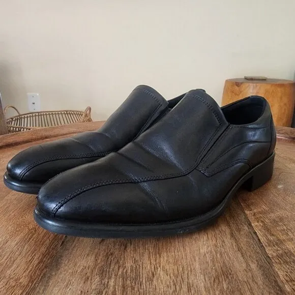 ECCO Black Dress Leather City Tray Tech Loafers Shoes Mens Size EU 43 / US 9