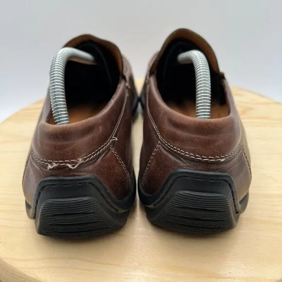 Ecco Classic Moc Loafers Mens 10.5 / 44 Brown Leather Shoe Handsewn Moccasin