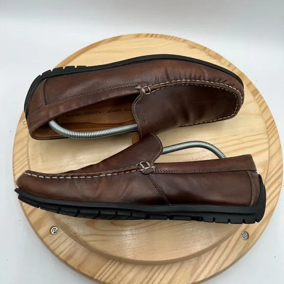 Ecco Classic Moc Loafers Mens 10.5 / 44 Brown Leather Shoe Handsewn Moccasin
