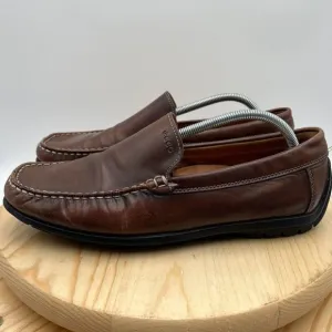 Ecco Classic Moc Loafers Mens 10.5 / 44 Brown Leather Shoe Handsewn Moccasin