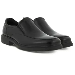 ECCO Mens Leather Square Toe Slip On Loafers Dress Shoes Black Size 41