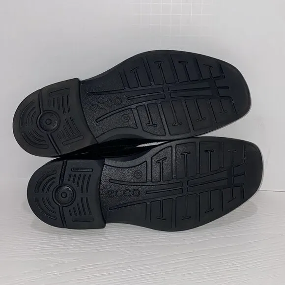 ECCO Mens Leather Square Toe Slip On Loafers Dress Shoes Black Size 41
