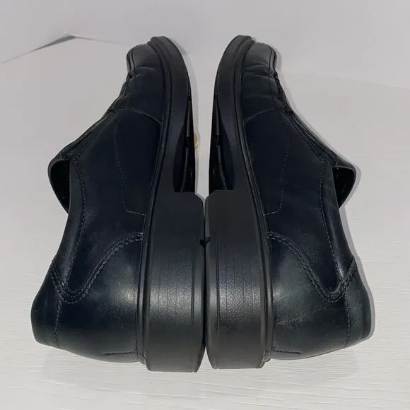 ECCO Mens Leather Square Toe Slip On Loafers Dress Shoes Black Size 41