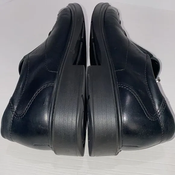 ECCO Mens Leather Square Toe Slip On Loafers Dress Shoes Black Size 41