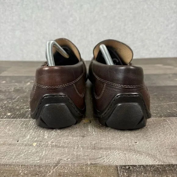 Ecco Men Size 44 US 11 Classic Moc Loafers Coffee Brown Leather Driving Shoes