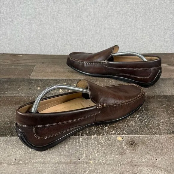 Ecco Men Size 44 US 11 Classic Moc Loafers Coffee Brown Leather Driving Shoes
