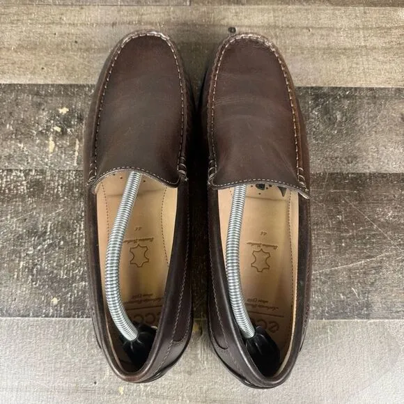 Ecco Men Size 44 US 11 Classic Moc Loafers Coffee Brown Leather Driving Shoes