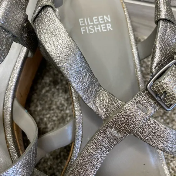 Eileen Fisher “Array” Strappy Cork Wedge Sandal 8