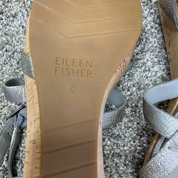 Eileen Fisher “Array” Strappy Cork Wedge Sandal 8