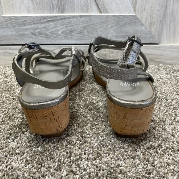 Eileen Fisher “Array” Strappy Cork Wedge Sandal 8