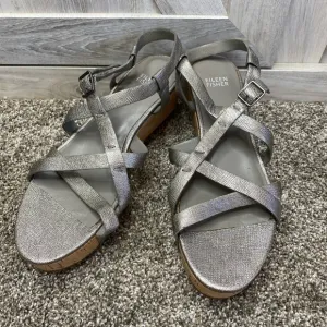 Eileen Fisher “Array” Strappy Cork Wedge Sandal 8