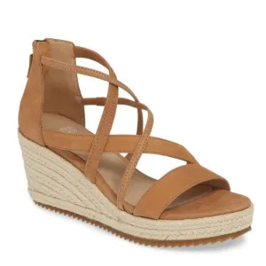 EILEEN FISHER WANDA CROSS STRAP WEDGE NUBUCK LEATHER SANDALS LADIES 11 NWOB