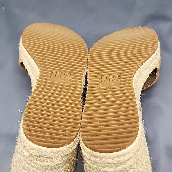 EILEEN FISHER WANDA CROSS STRAP WEDGE NUBUCK LEATHER SANDALS LADIES 11 NWOB
