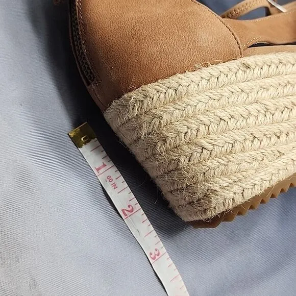 EILEEN FISHER WANDA CROSS STRAP WEDGE NUBUCK LEATHER SANDALS LADIES 11 NWOB