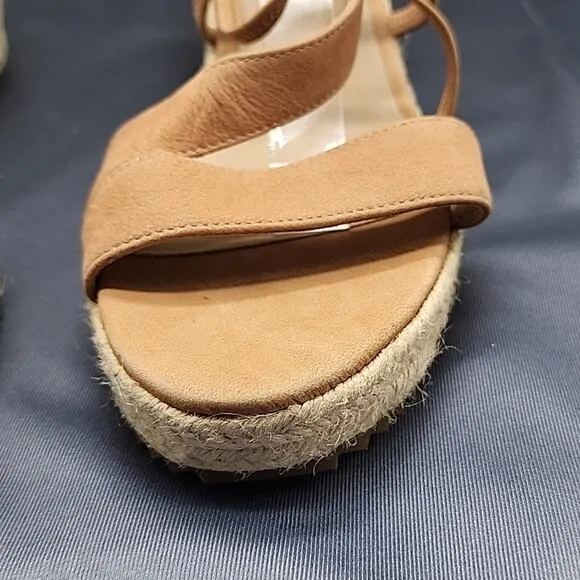 EILEEN FISHER WANDA CROSS STRAP WEDGE NUBUCK LEATHER SANDALS LADIES 11 NWOB