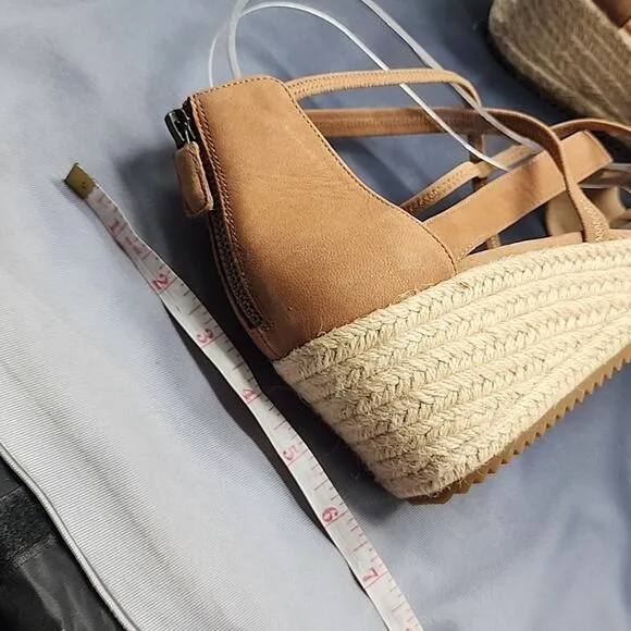 EILEEN FISHER WANDA CROSS STRAP WEDGE NUBUCK LEATHER SANDALS LADIES 11 NWOB