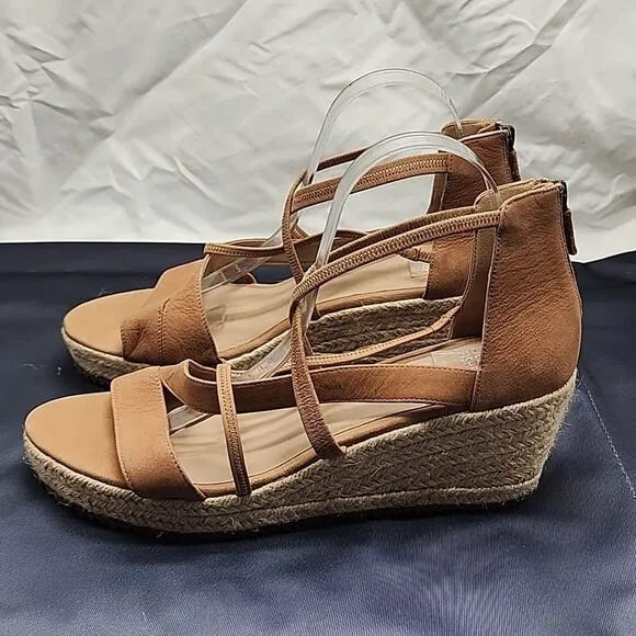 EILEEN FISHER WANDA CROSS STRAP WEDGE NUBUCK LEATHER SANDALS LADIES 11 NWOB