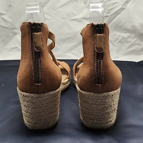 EILEEN FISHER WANDA CROSS STRAP WEDGE NUBUCK LEATHER SANDALS LADIES 11 NWOB
