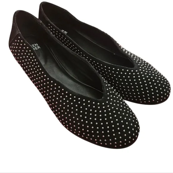 Eileen Fisher Women's Black Raisonette Suede Studded Ballet Flats Size 7.5