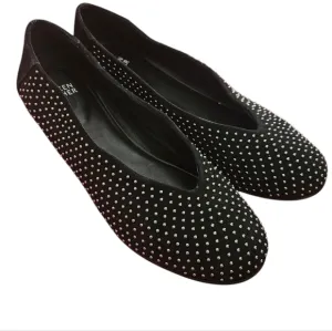 Eileen Fisher Women's Black Raisonette Suede Studded Ballet Flats Size 7.5