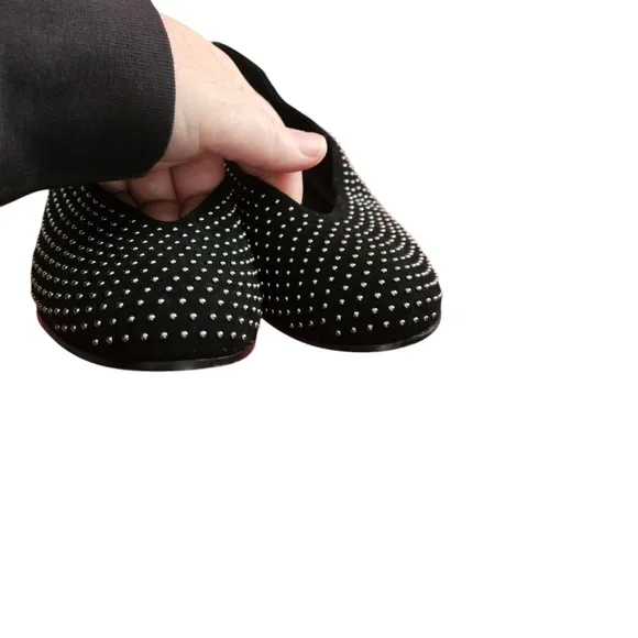 Eileen Fisher Women's Black Raisonette Suede Studded Ballet Flats Size 7.5