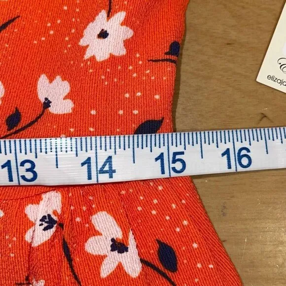 Eliza J Women's Tiered Formal Floral Soft Short Dress Red Orange Size 6