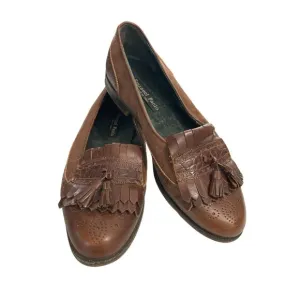 Emanuel Paolo Men's size 9.5 Brown Leather  Suede Tassel Loafers shoes Italy