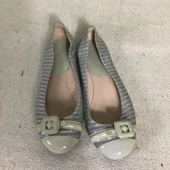 Emporia Armani   Grey logo ballet flats Women size 38