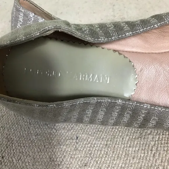 Emporia Armani   Grey logo ballet flats Women size 38