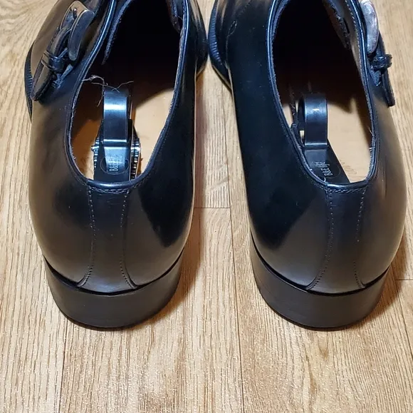 ENZO BONAFE Single Monk Strap Black Leather Dress Shoes Loafers 10.5 Reg