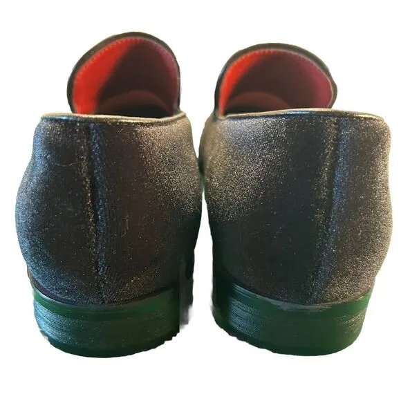Enzo Romeo Vintage Plain‎ Rhinestone Velvet Black Dress Loafers, Size 8.5