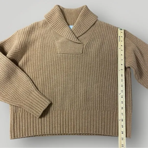 EVERLANE Felted Merino Shawl Collar Sweater in Camel Sz M