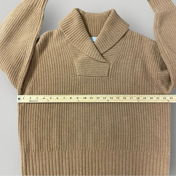 EVERLANE Felted Merino Shawl Collar Sweater in Camel Sz M