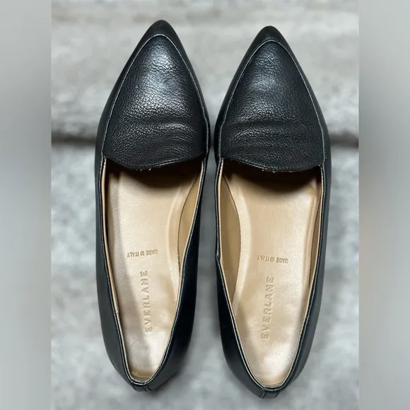 Everlane Modern Point Black Leather Loafers - Women’s 8 - Made in Italy