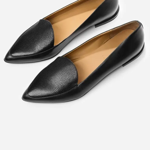 Everlane Modern Point Black Leather Loafers - Women’s 8 - Made in Italy