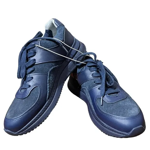 EVERLANE Sustainable Suede Navy Blue Trainer Fashion Sneaker NEW Size 7