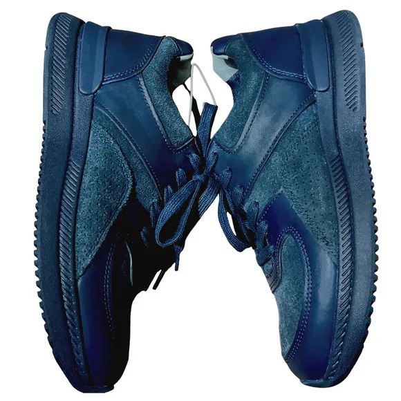 EVERLANE Sustainable Suede Navy Blue Trainer Fashion Sneaker NEW Size 7