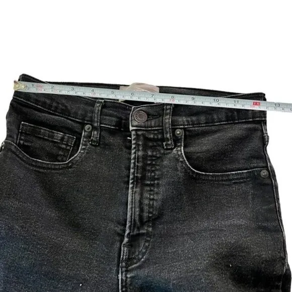 Everlane The Authentic Stretch High-Rise Black Wash Skinny Jeans 28 Ankle