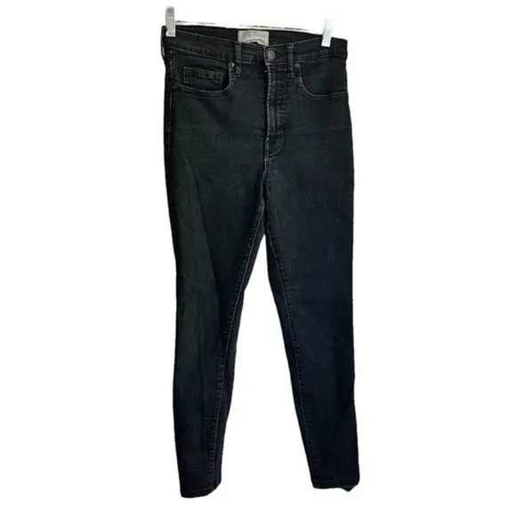 Everlane The Authentic Stretch High-Rise Black Wash Skinny Jeans 28 Ankle