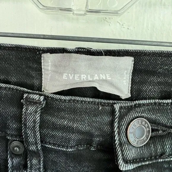 Everlane The Authentic Stretch High-Rise Black Wash Skinny Jeans 28 Ankle