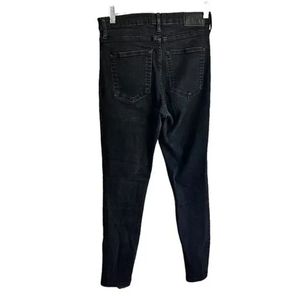 Everlane The Authentic Stretch High-Rise Black Wash Skinny Jeans 28 Ankle
