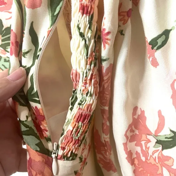 Faithful The Brand Floral Short Baloon Sleeve Mini Dress Demure Spring SZ S NWOT