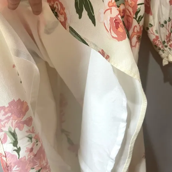 Faithful The Brand Floral Short Baloon Sleeve Mini Dress Demure Spring SZ S NWOT