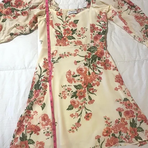 Faithful The Brand Floral Short Baloon Sleeve Mini Dress Demure Spring SZ S NWOT