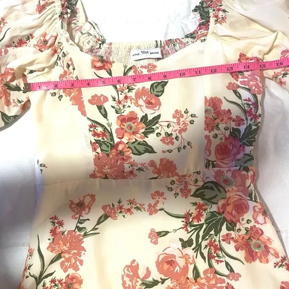 Faithful The Brand Floral Short Baloon Sleeve Mini Dress Demure Spring SZ S NWOT