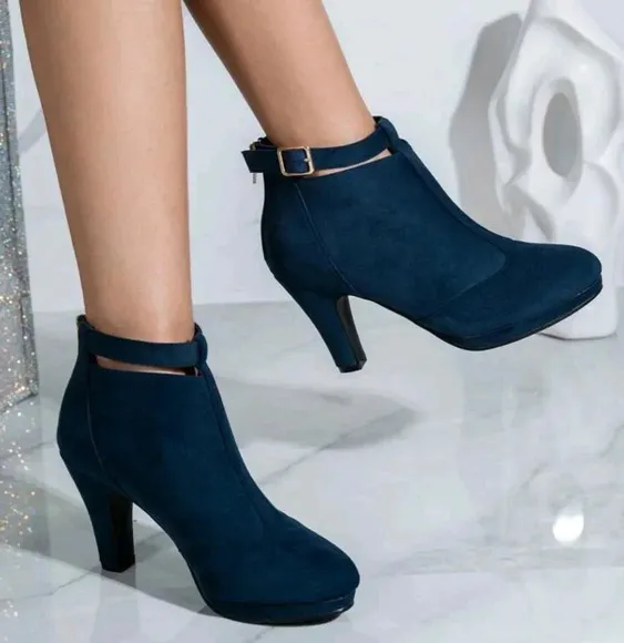 Fashion High Heel Ankle Boots With Waterproof Platform