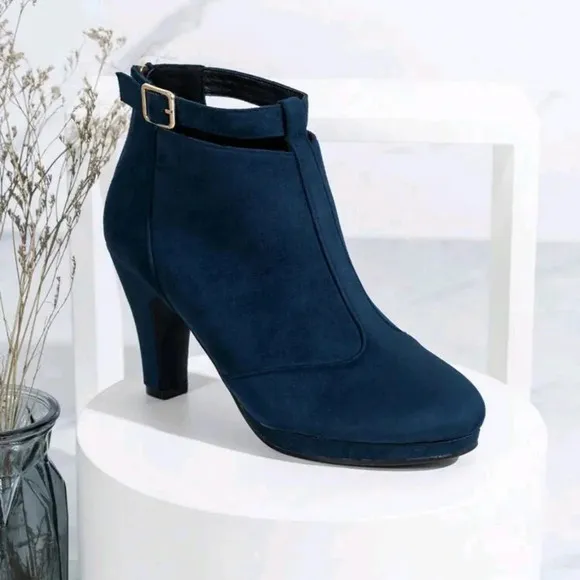 Fashion High Heel Ankle Boots With Waterproof Platform