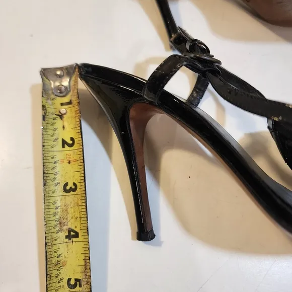 FENDI Vintage Black Patent leather Stilletos Strappy Sandals size 36.5 M
