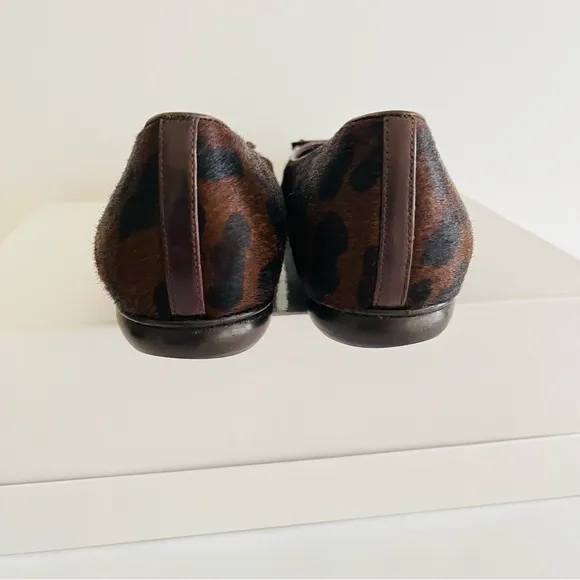 Ferragamo brown ponyhair animal print ballet flats 7.5