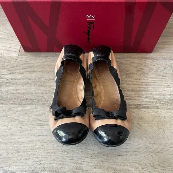 Ferragamo Color Block Nude Ballet Flats